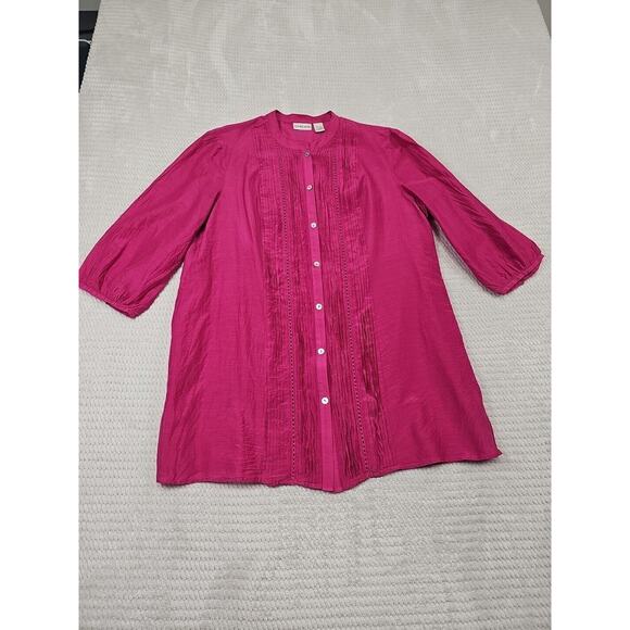 Chico's Tops - Chicos Shirt Womens 3 US XL Silk Blend Button Front 3/4 Sleeve